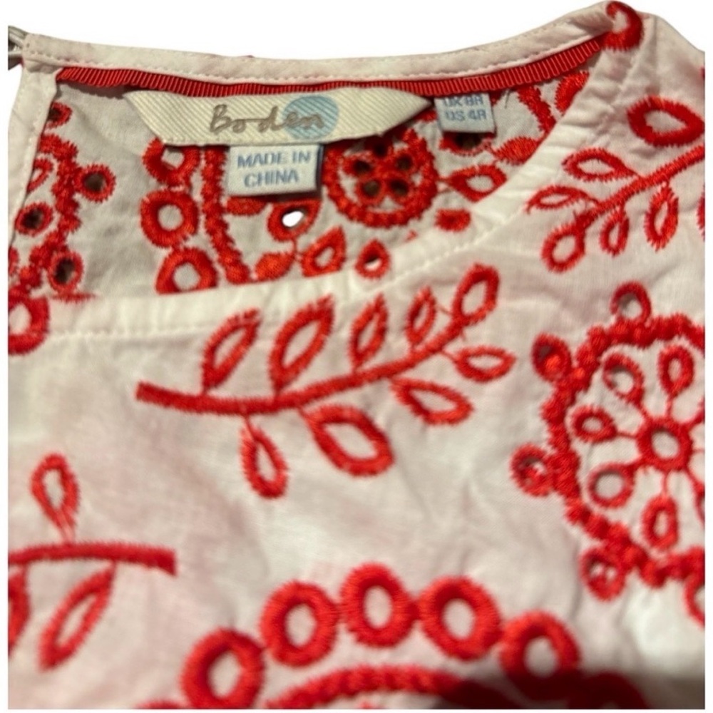 Boden Red and White Embroidered Top - Picture 2 of 6